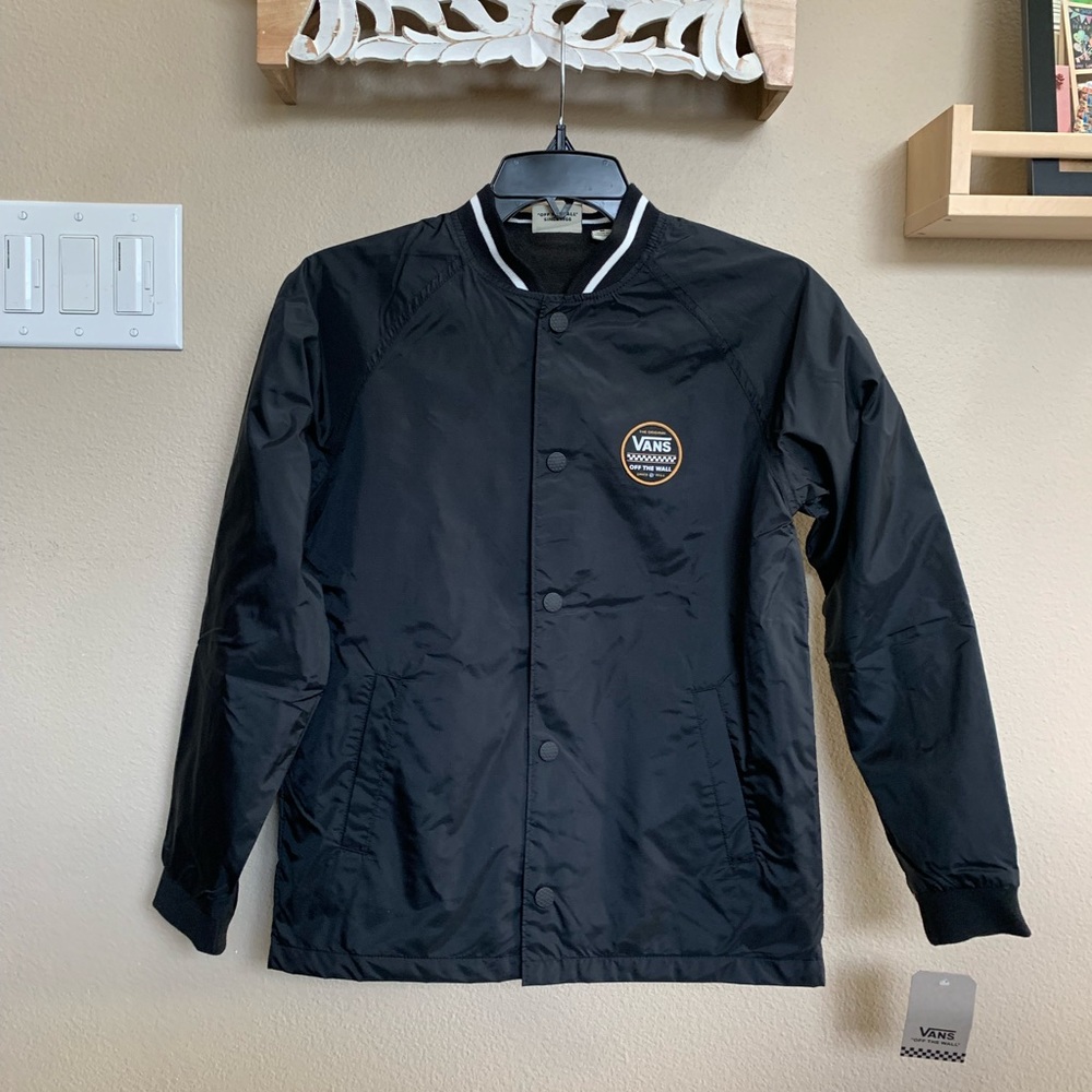 Vans kids boys thin black stackton bomber jacket